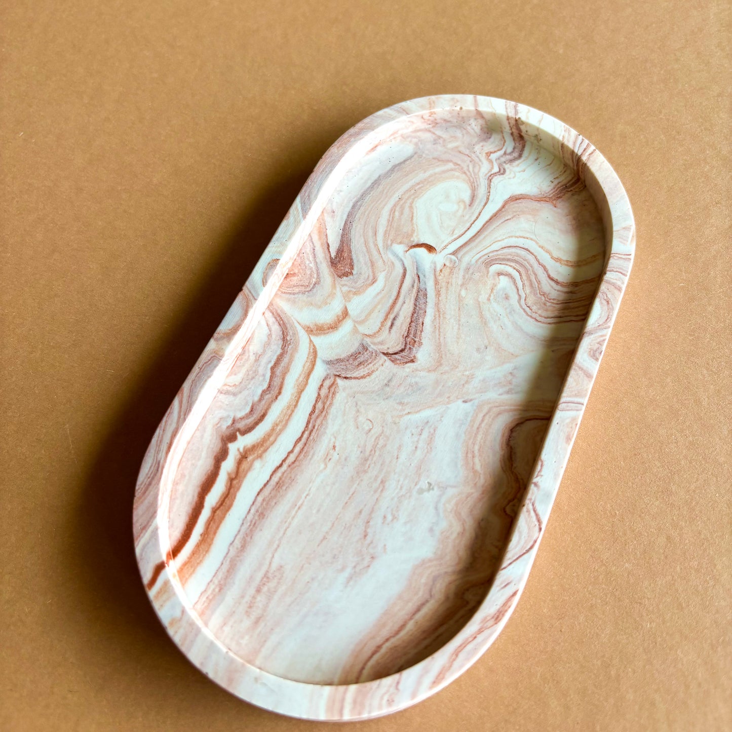 Ovale schaal voor sieraden - Terracotta marmer