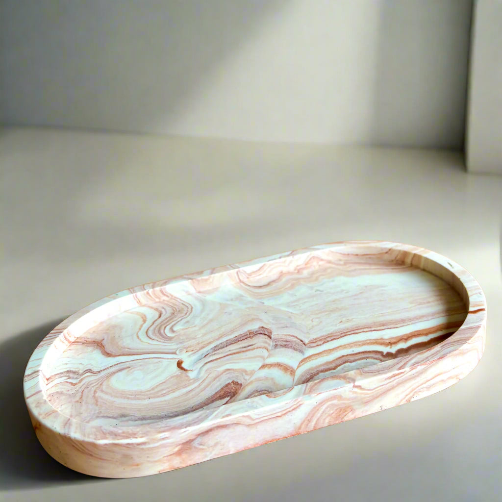 Ovale schaal voor sieraden - Terracotta marmer
