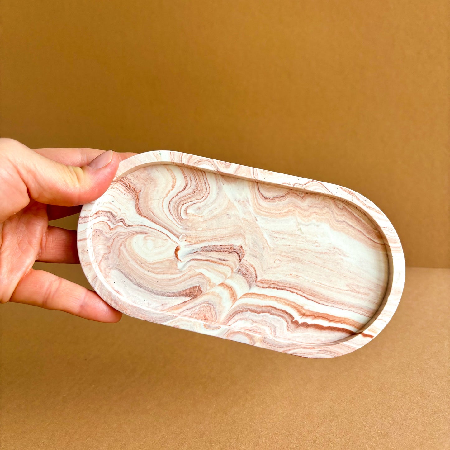 Ovale schaal voor sieraden - Terracotta marmer