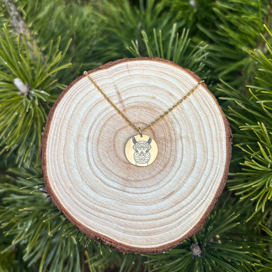 Llama's head necklace- Stainless Steel Golden