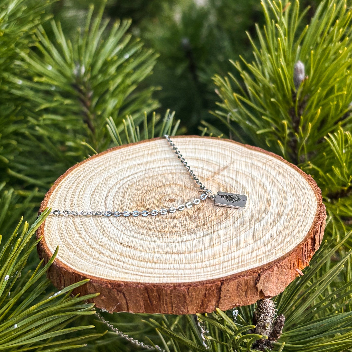 Farnblatt Mini-Stangenkette aus Edelstahl