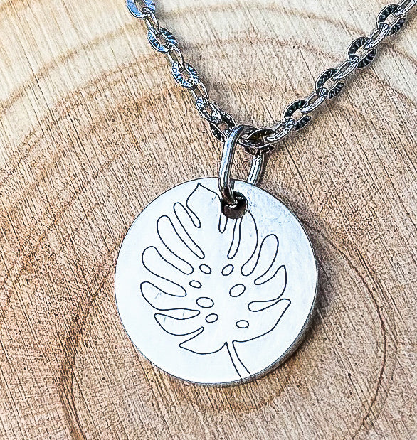 Monstera Adansonii leaf necklace- Stainless Steel