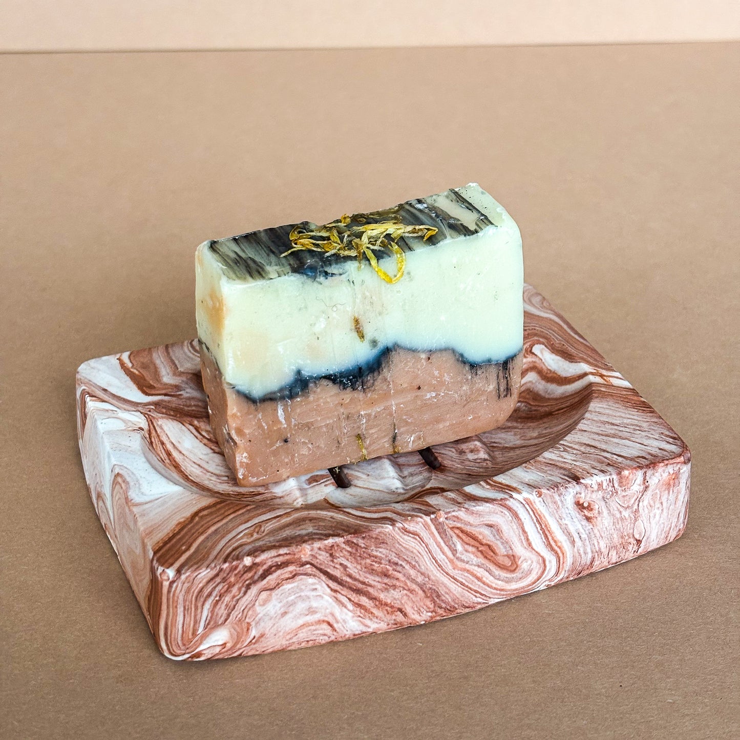 Zeepbakje rechthoekig - Terracotta marmer