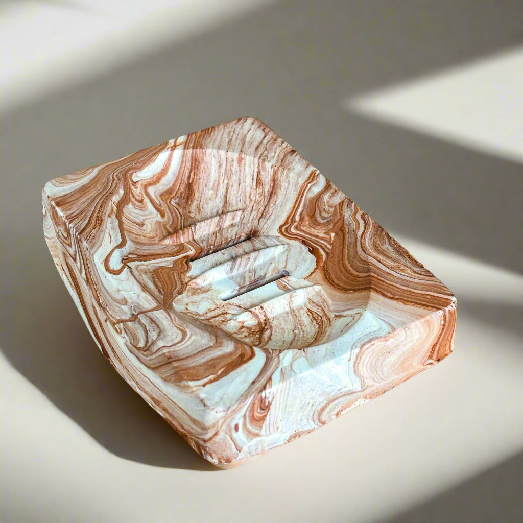 Zeepbakje rechthoekig - Terracotta marmer