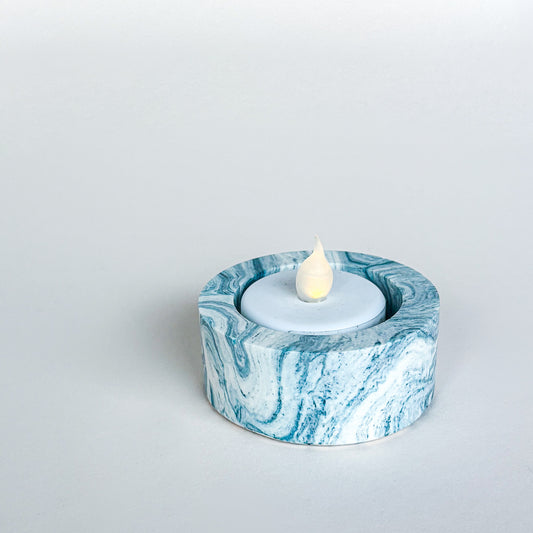 Teelichthalter Single-tealer blauer Marmor