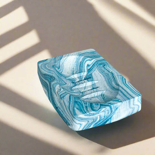 Seifenschale rechteckig blauer Marmor