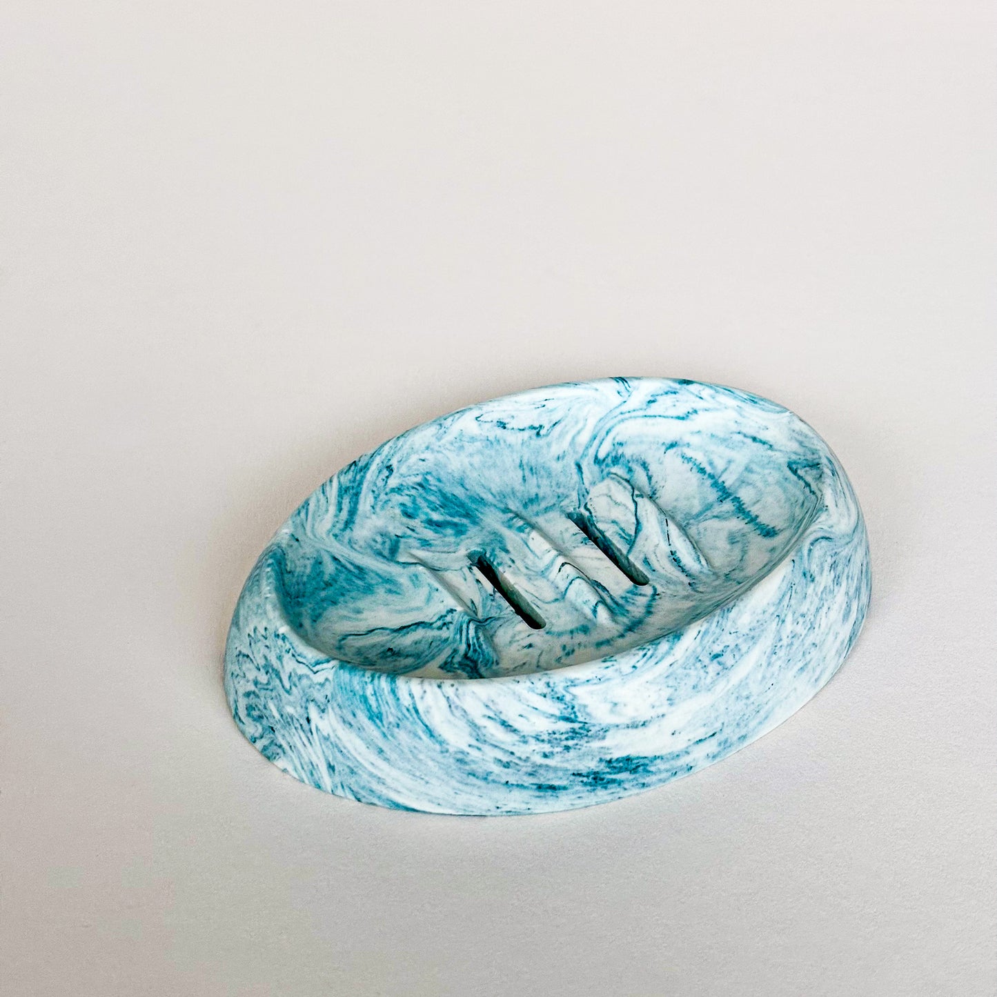 Zeepbakje ovaal - Blauwgroen marmer