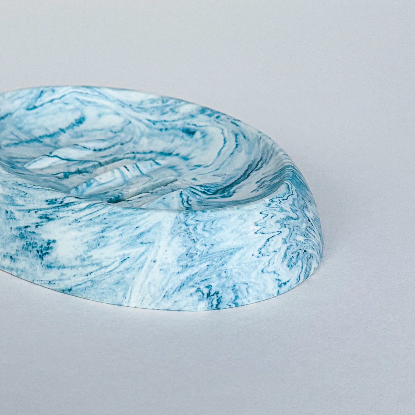 Zeepbakje ovaal - Blauwgroen marmer