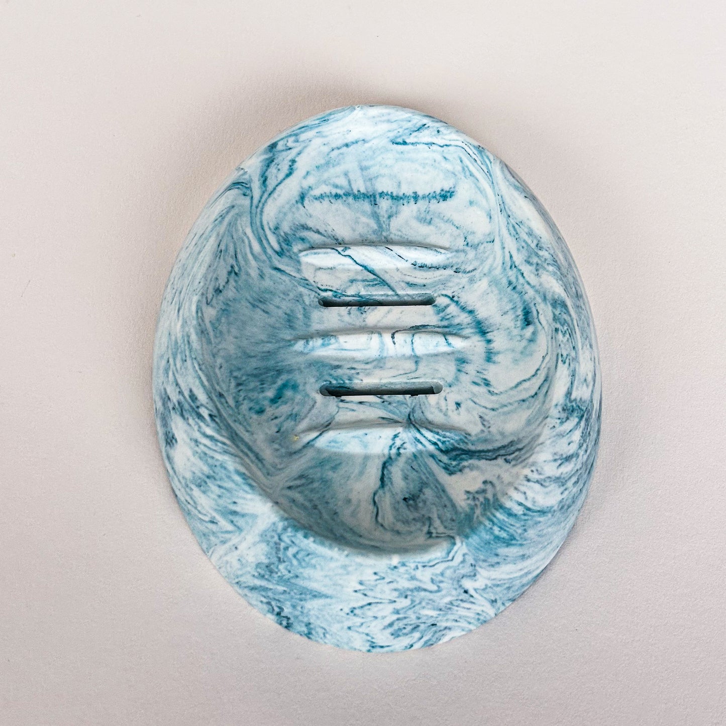 Zeepbakje ovaal - Blauwgroen marmer