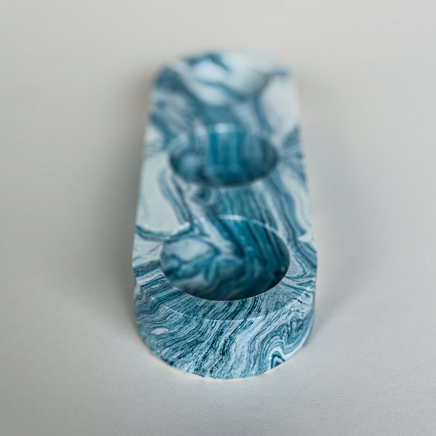 Theelichthouder - Teal Blue marmer