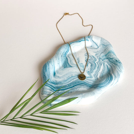 Cloud Tray na šperky - Teal modrý mramor
