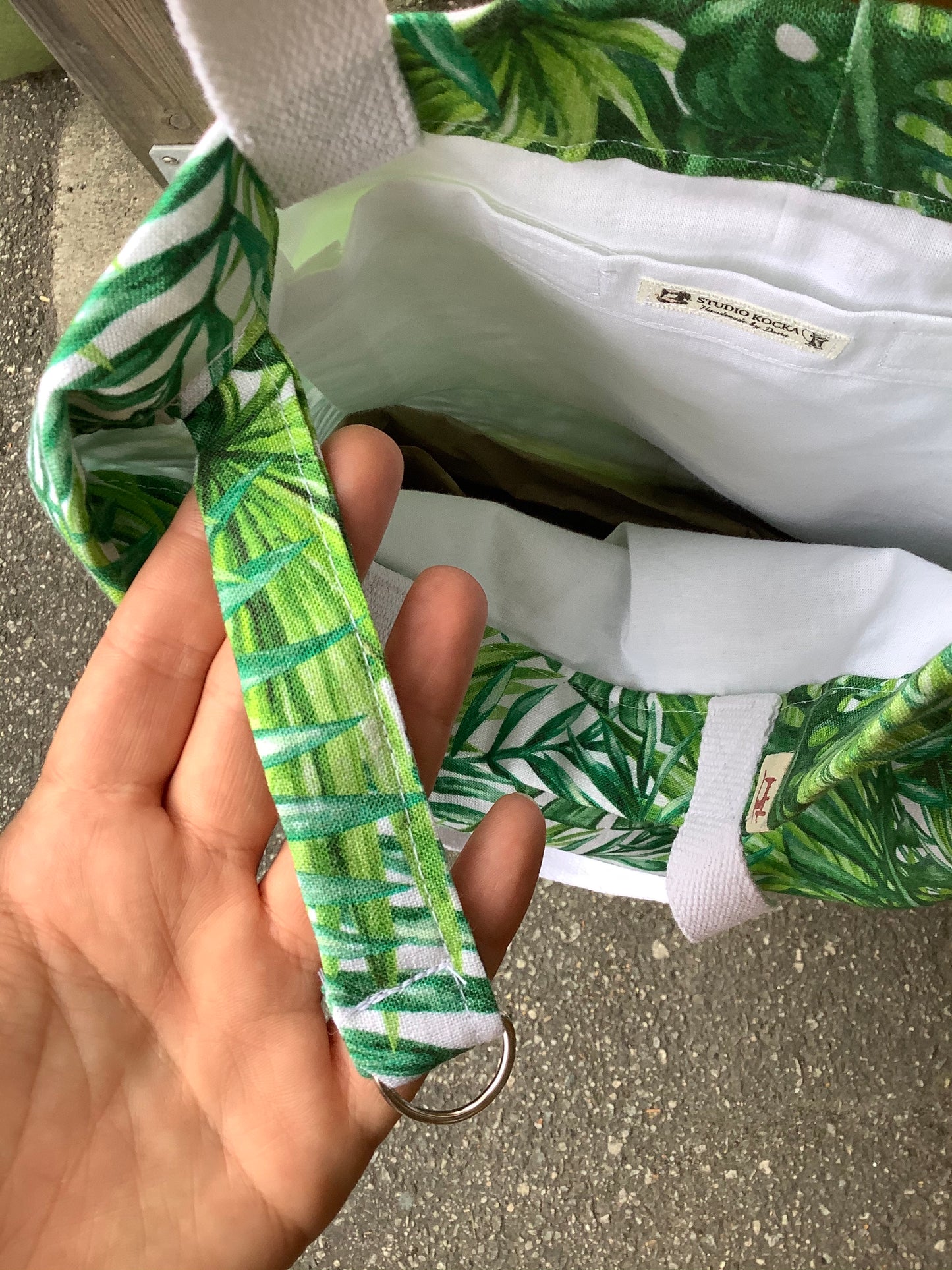 Monsteras and palm leafs tote hand bag