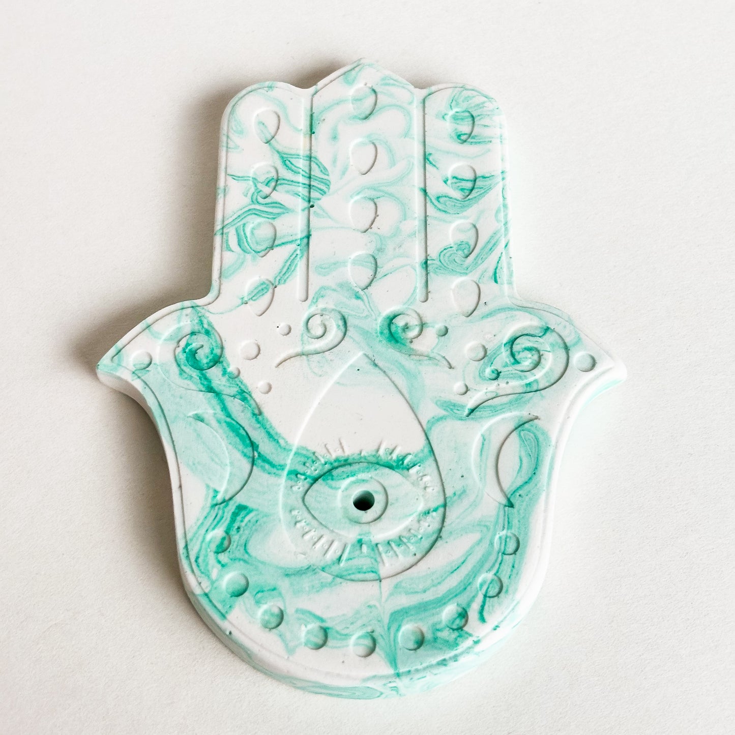 Wierookhouder Hamsa hand - Aquamarijn marmer