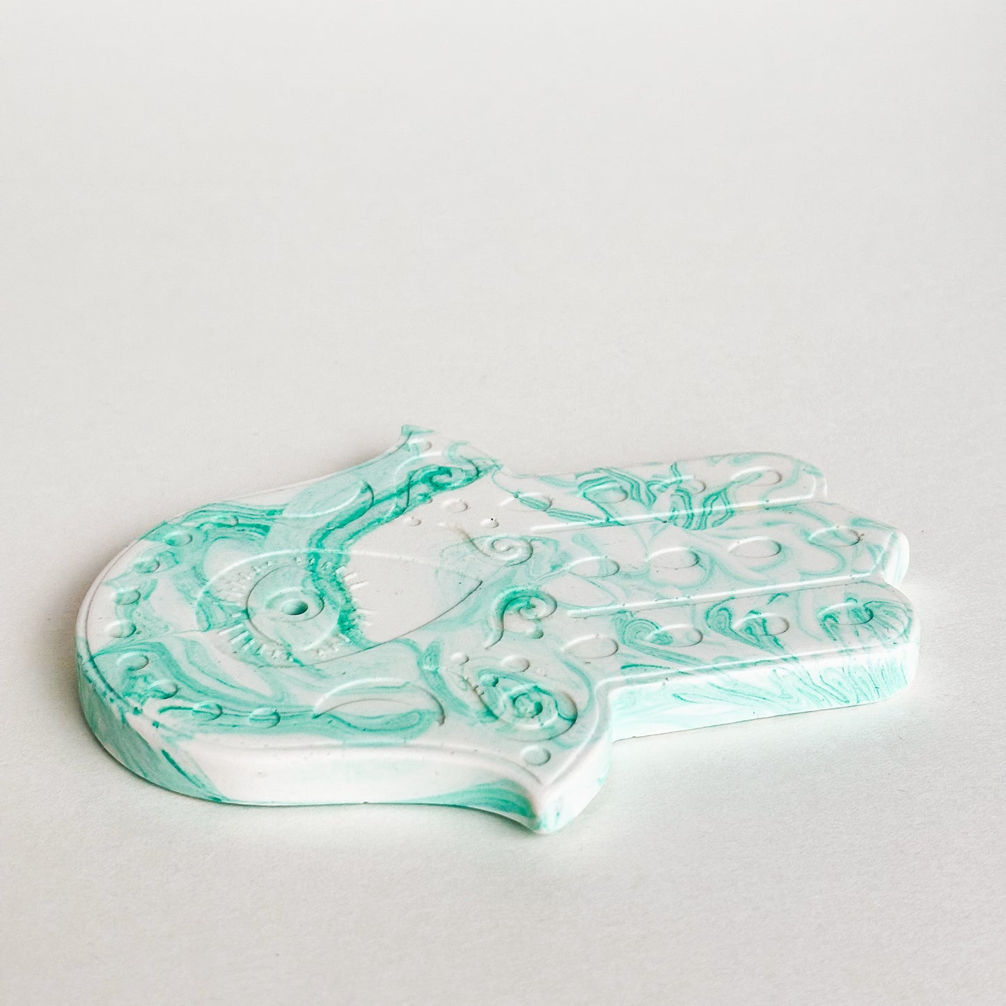Wierookhouder Hamsa hand - Aquamarijn marmer