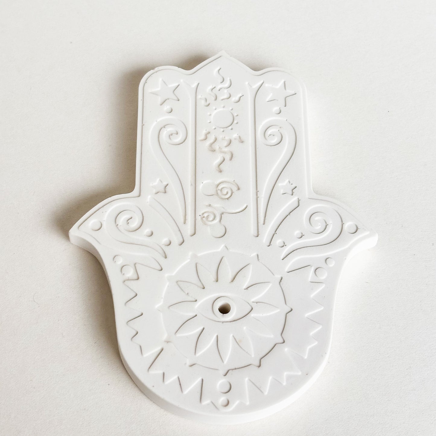 Weihrauchstockhalter Hamsa Hand- Natursteinweiß