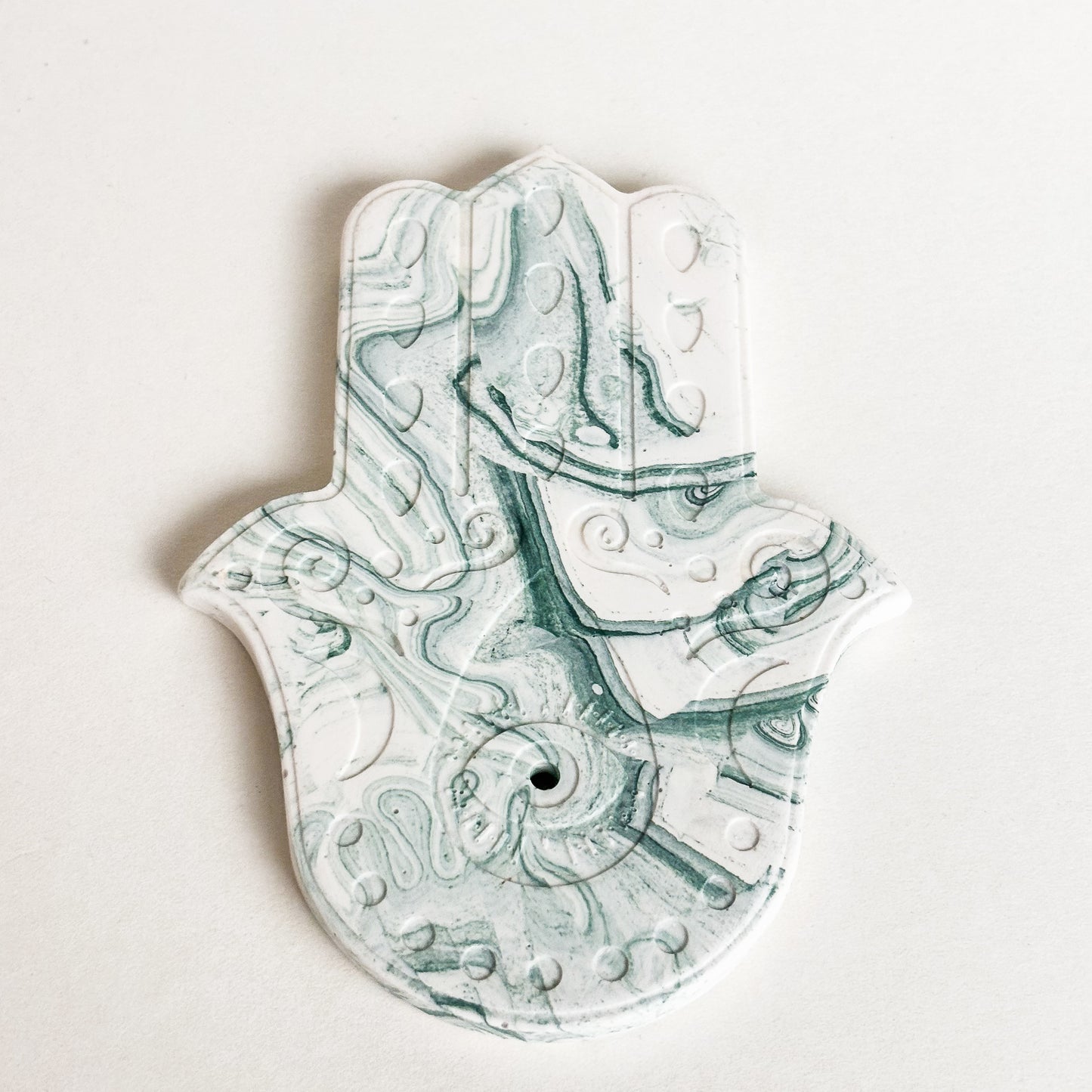 Wierookhouder Hamsa hand - Saliegroen marmer