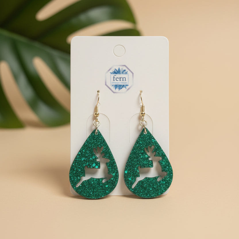 Christmas earrings green assorted RESIN SALE
