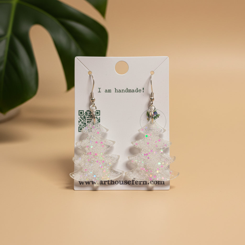 Christmas earrings white assorted RESIN SALE