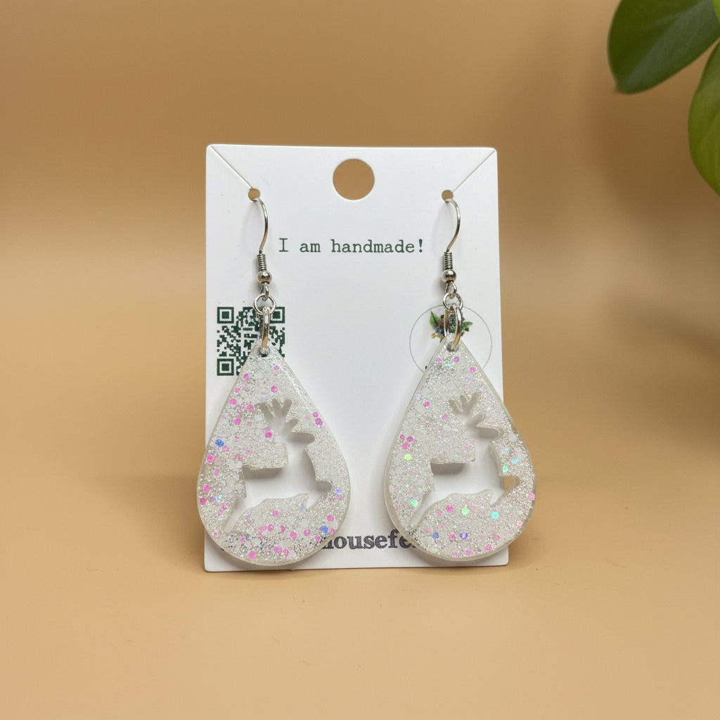 Christmas earrings white assorted RESIN SALE