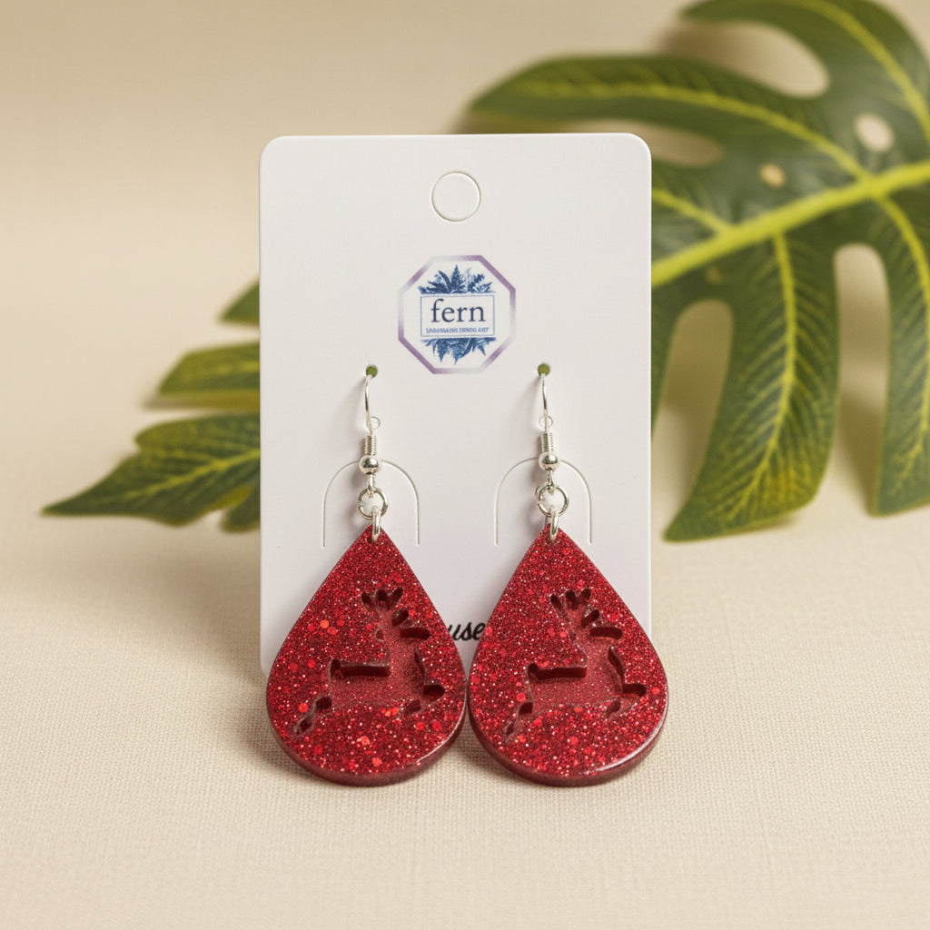 Christmas earrings red assorted RESIN SALE