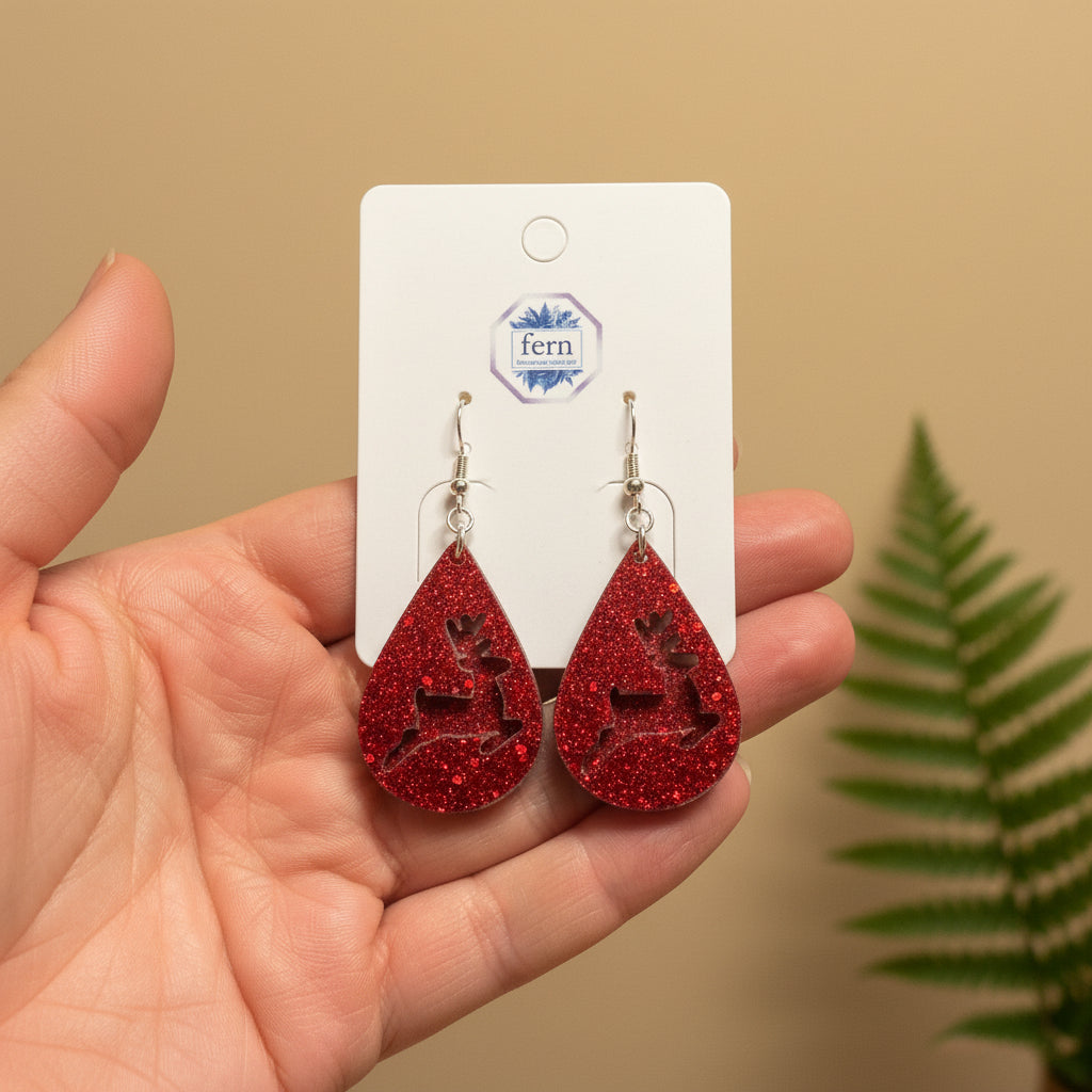 Christmas earrings red assorted RESIN SALE