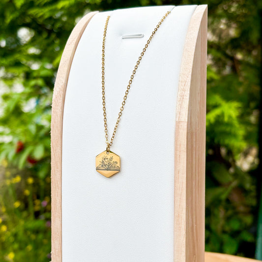 Zonnebloem ronde ketting - roestvrij staal