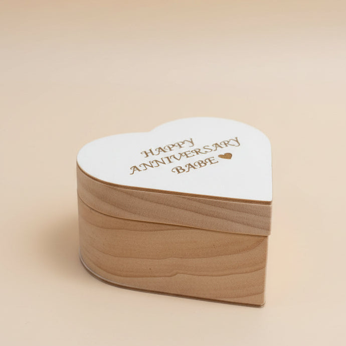 Custom heart wooden jewellery box