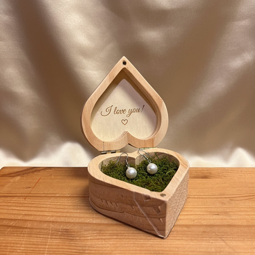 Custom heart wooden jewellery box