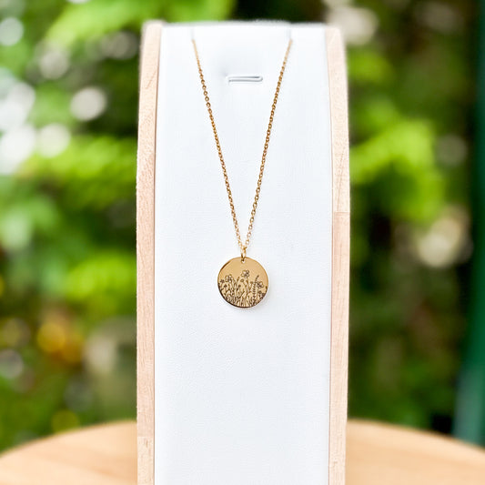 Zonnebloem ronde ketting - roestvrij staal