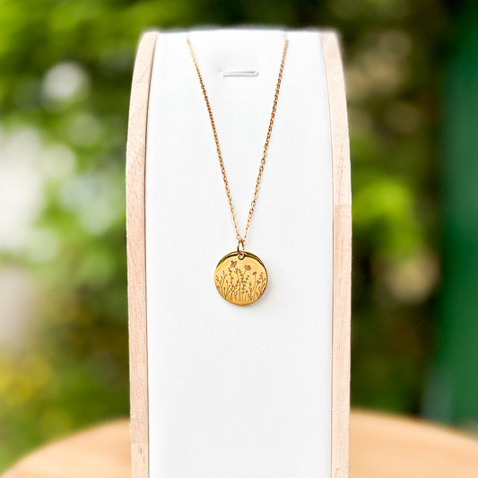 Zonnebloem ronde ketting - roestvrij staal
