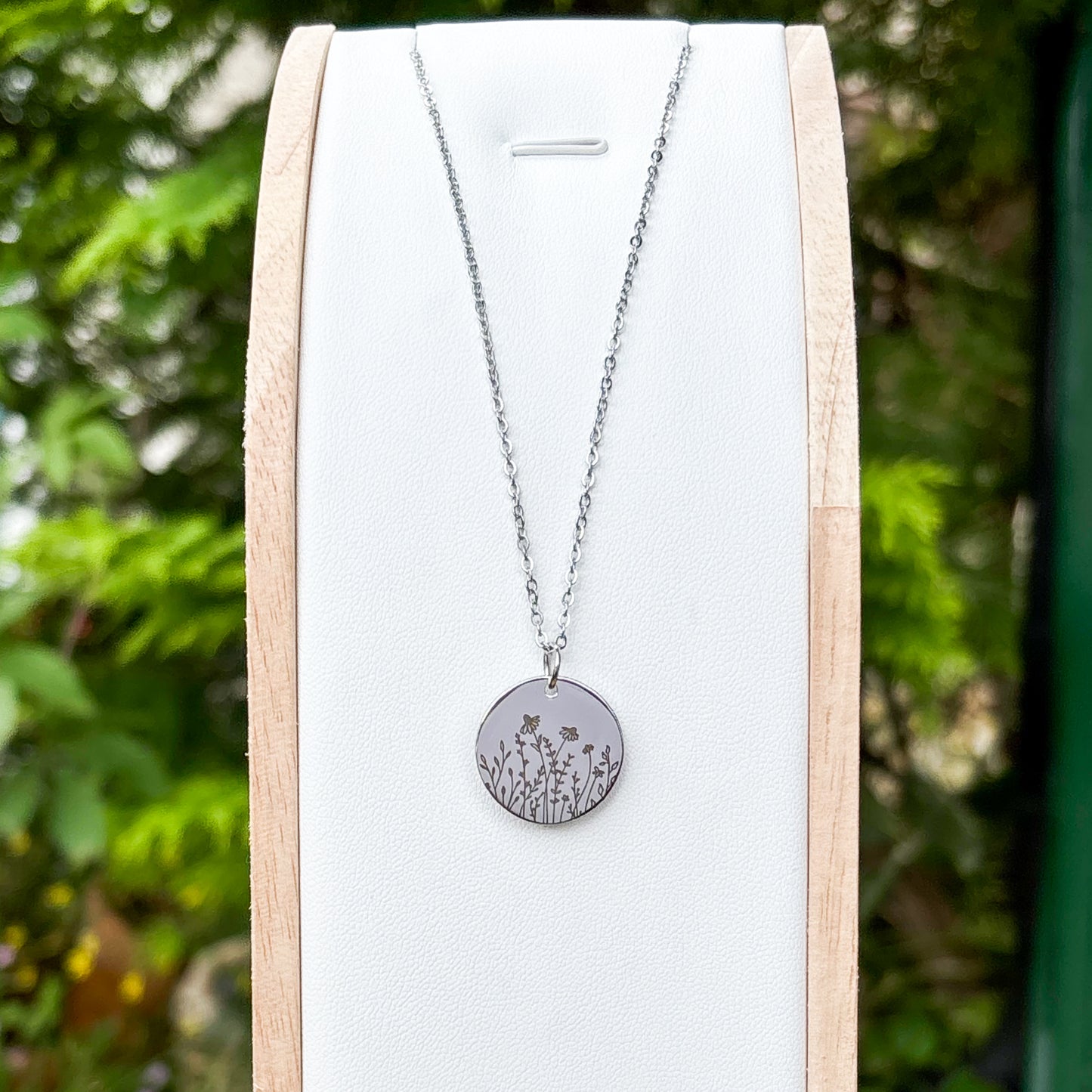 Zonnebloem ronde ketting - roestvrij staal