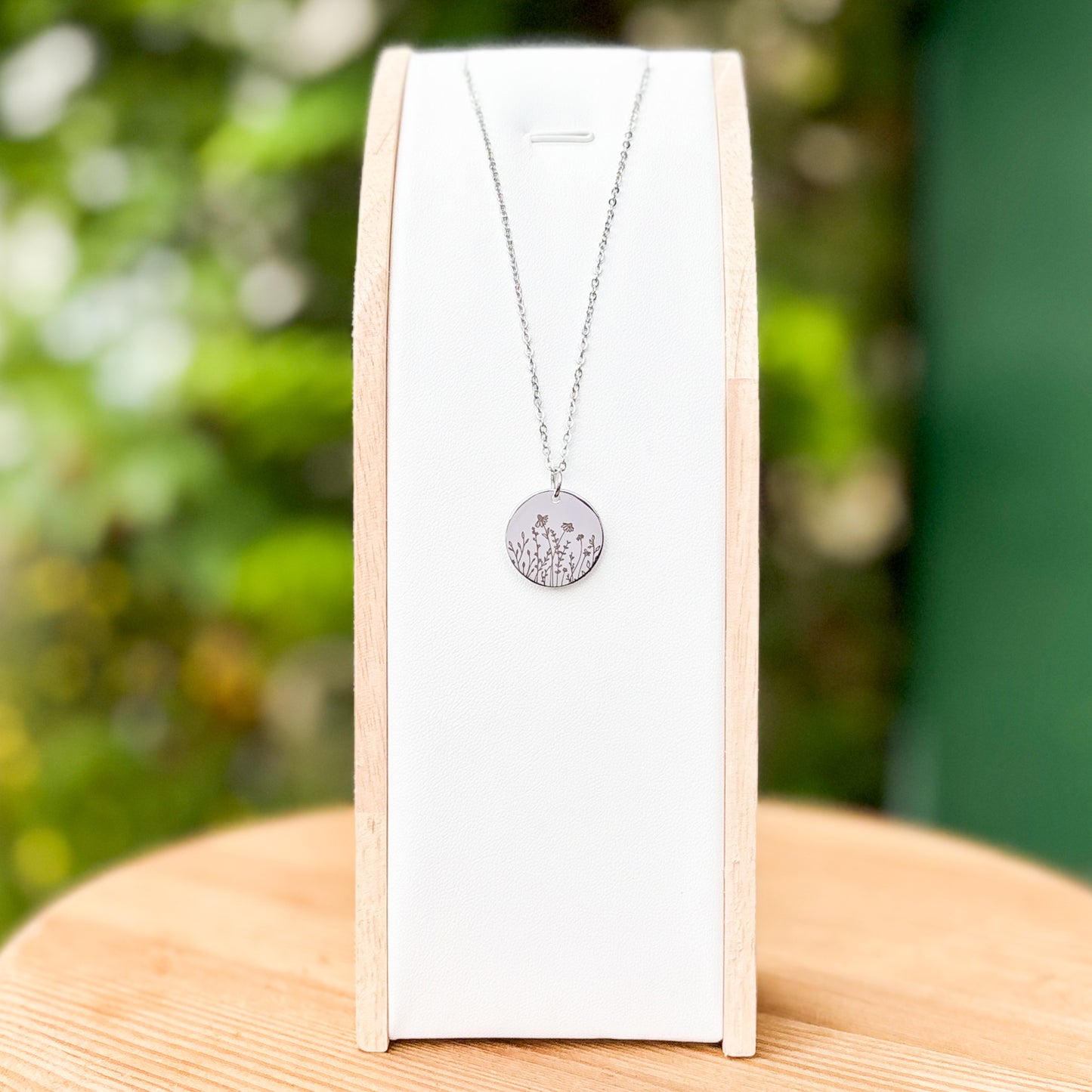 Zonnebloem ronde ketting - roestvrij staal