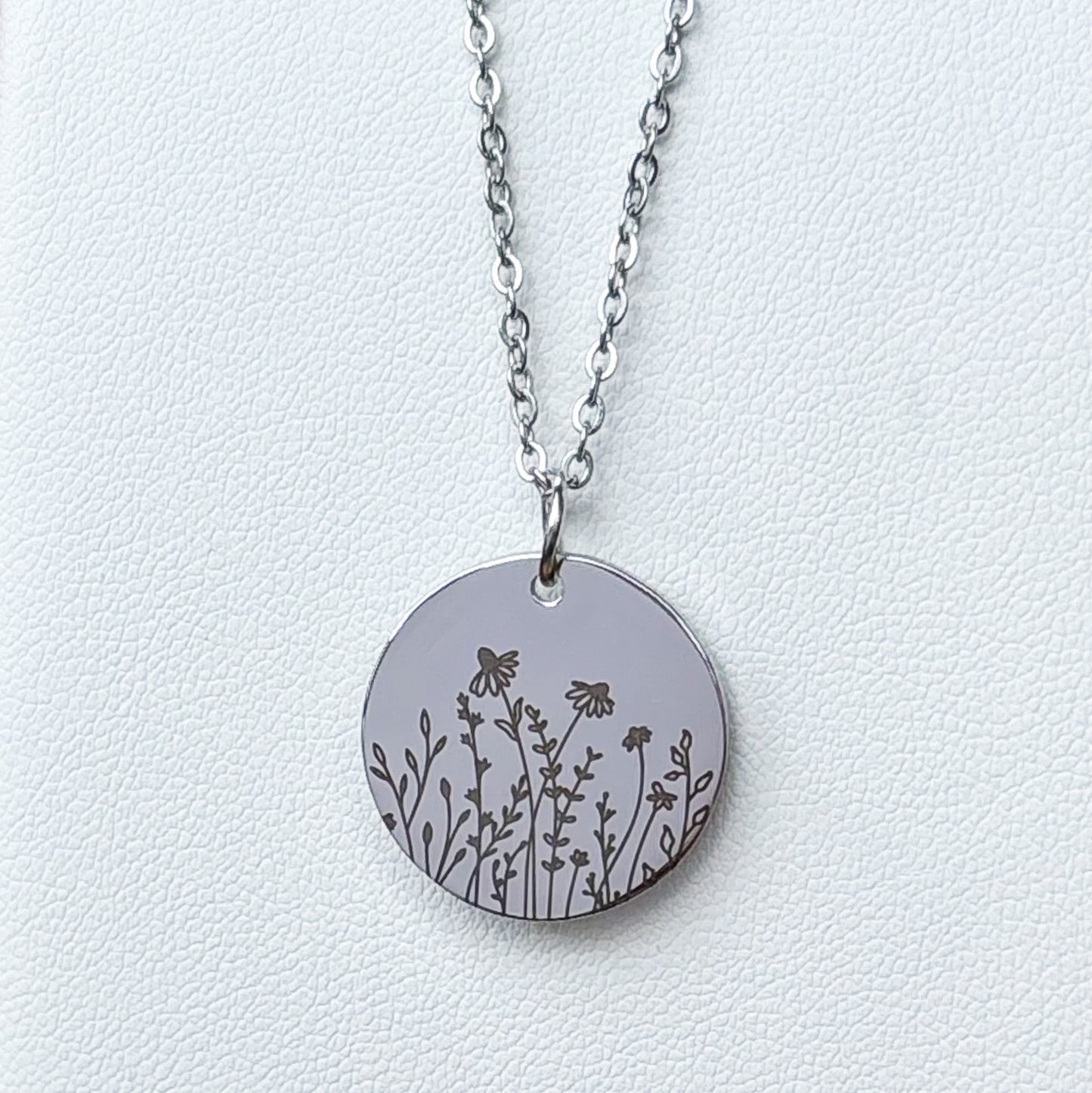 Zonnebloem ronde ketting - roestvrij staal