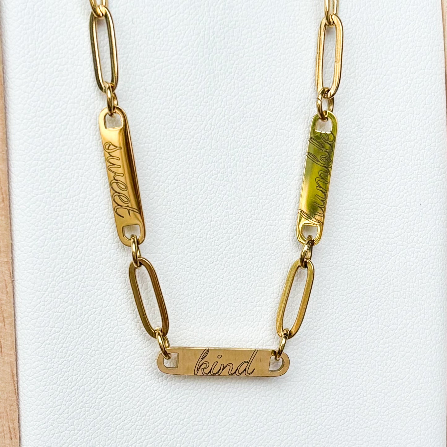 Sweet, kind & humble paperclip chain necklace- Stainless Steel