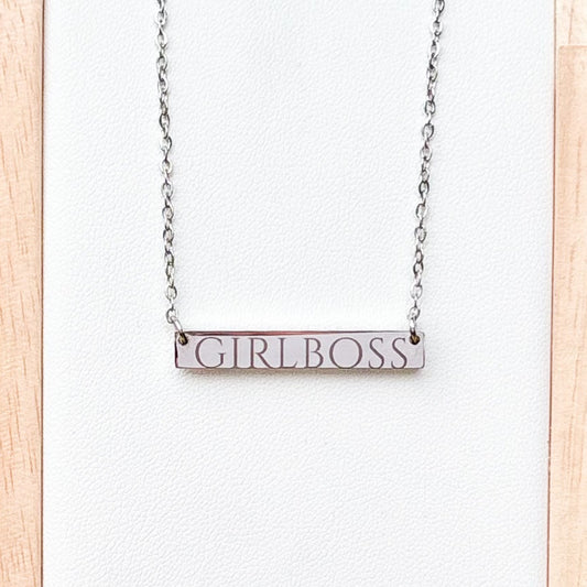 Girlboss bar necklace- Stainless Steel