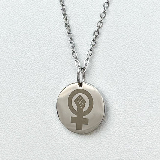 Women power symbol necklace- Stainless Steel