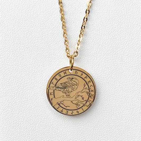 Raven in viking erb necklace - Stainless steel