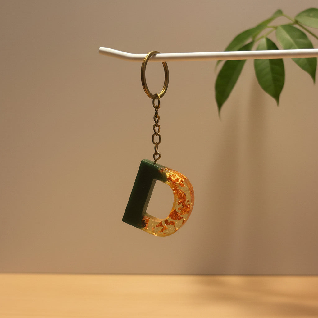 Alphabet keychain flower filled/abstract assorted RESIN SALE