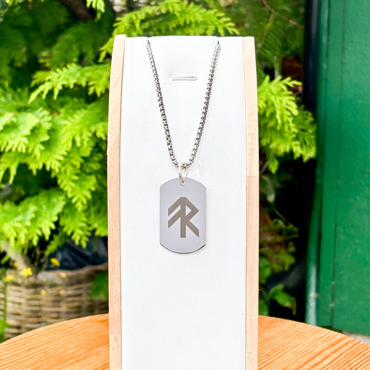 Single rune - good luck soldier tag necklace - Stainless steel