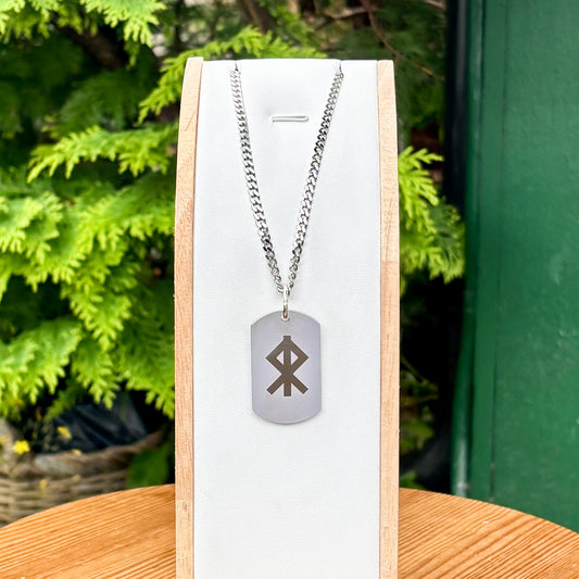 Single rune - courage soldier tag necklace - Stainless steel