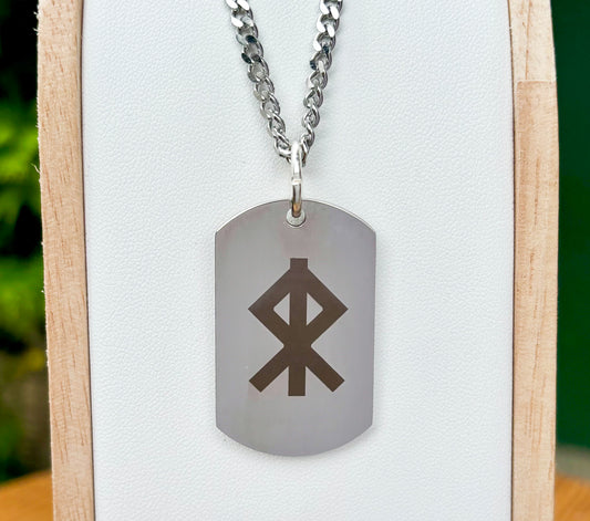 Single rune - courage soldier tag necklace - Stainless steel