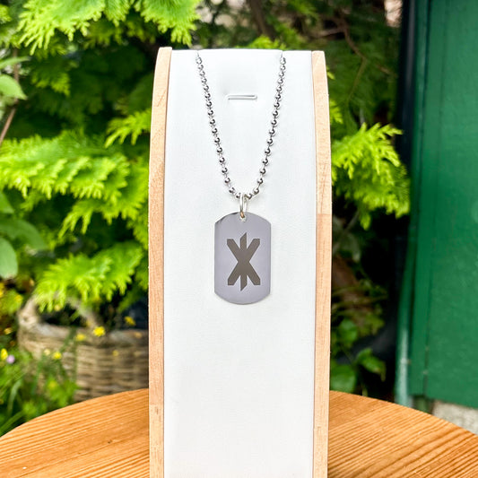 Single rune - strength soldier tag necklace - Stainless steel