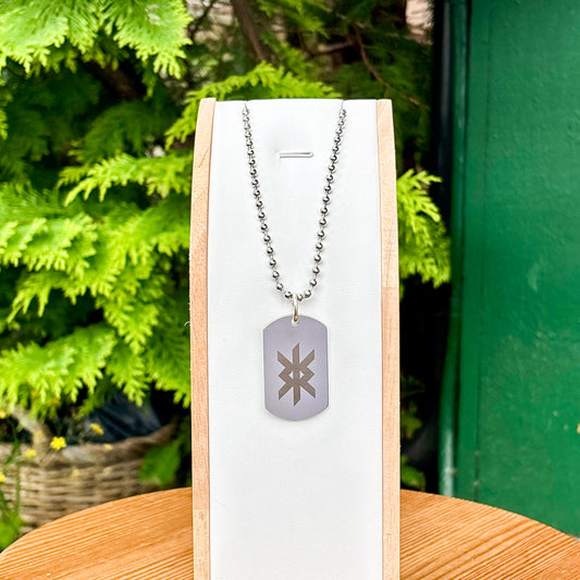 Single rune - protection soldier tag necklace - Stainless steel