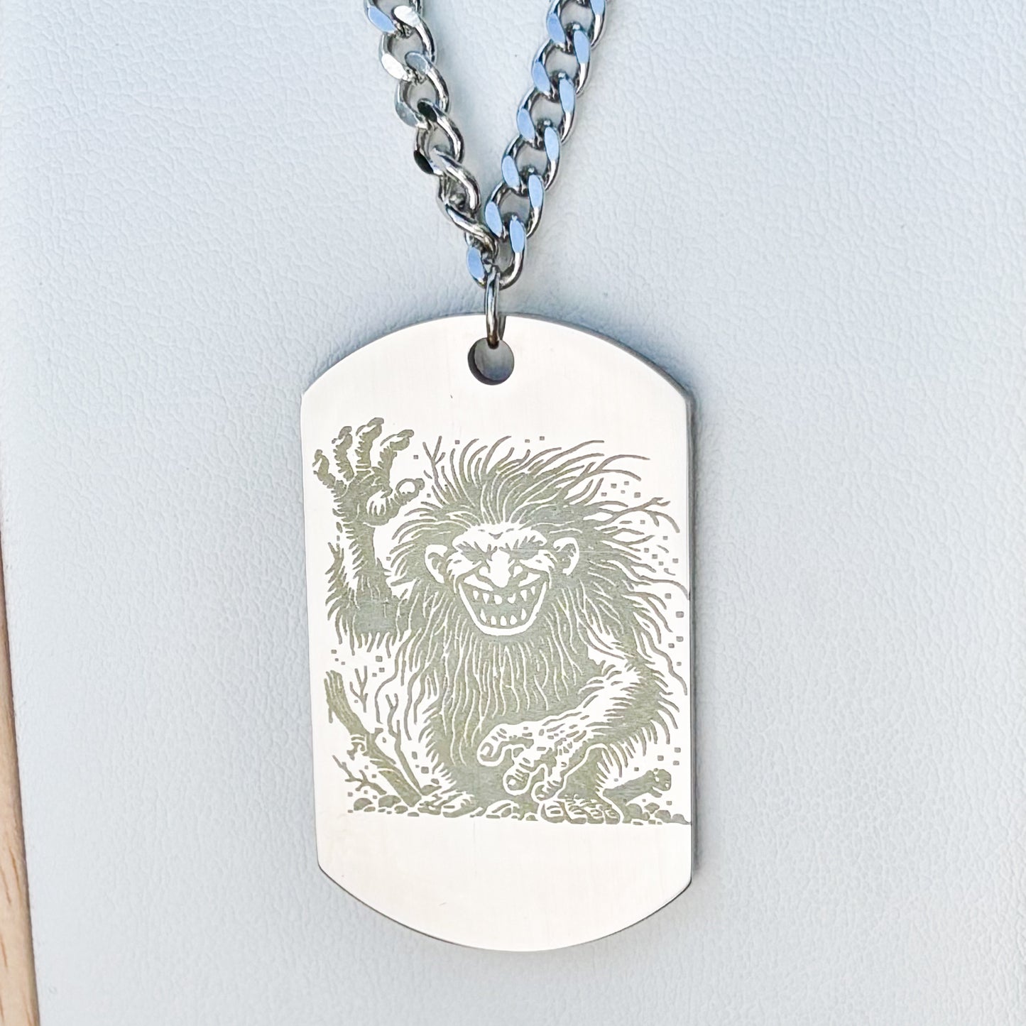 Hei fra troll on soldier tag on thick chain 50cm Stainless Steel