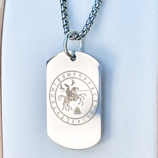 Sleipnir - 8 legged viking horse soldier tag necklace - Stainless steel