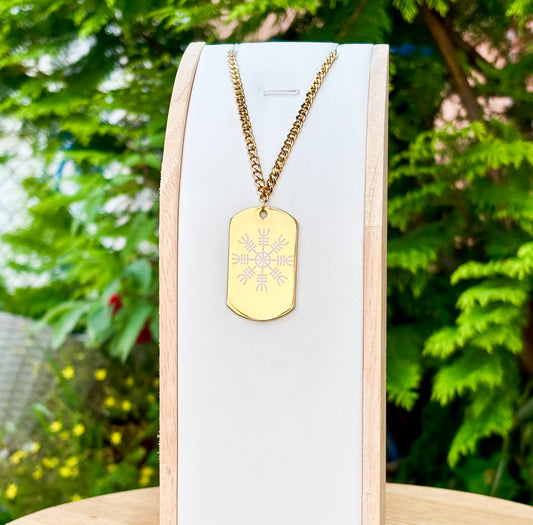 ÆGISHJÁLMR-The Helm of Awe soldier tag necklace - Stainless steel