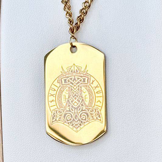 Thors magical hammer/Mjölnir soldier tag necklace - Stainless steel