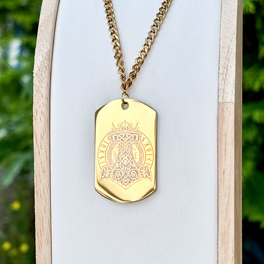 Thors magical hammer soldier tag necklace - Stainless steel
