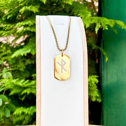 Single rune - safe travels soldier tag necklace - Stainless steel