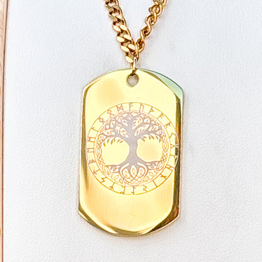 Yggdrasil - tree of life soldier tag necklace - Stainless steel